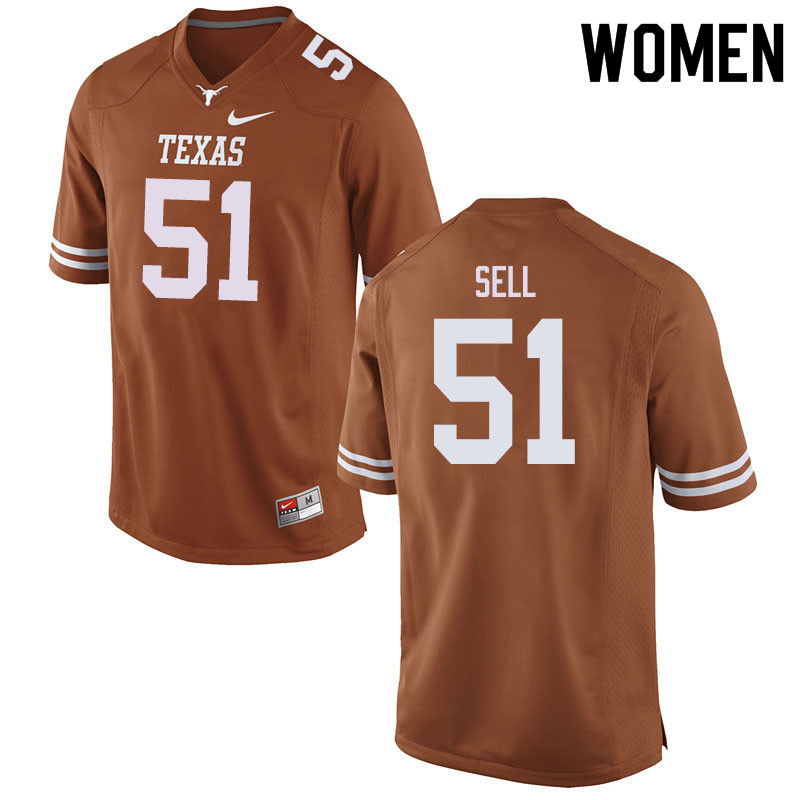Women #51 Jakob Sell Texas Longhorns College Football Jerseys Sale-Orange